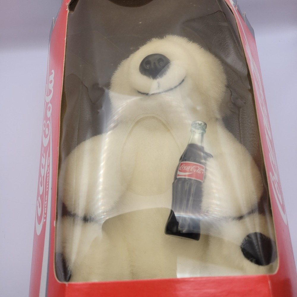 Vintage 1993 Coca-Cola Polar Bear Plush Holding Bottle Play-By-Play In Box